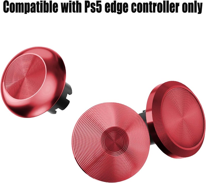 Ceozon Replacement Metal Thumbsticks for Ps5 Edge Controller 6 in 1 Swap Analog Joystick Thumb Grips Accessories Red - Image 2